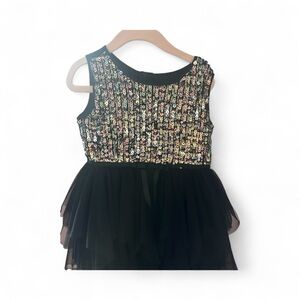 Popatu Black and Gold Sequin Kids Dance Costume
